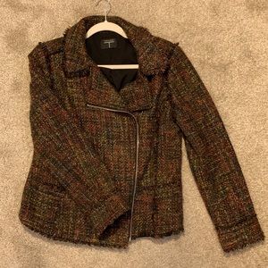 Tahari frayed Boyle multi color tweed zip jacket!!